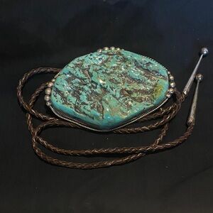 Breathtaking Turquoise and Silver Bolo tie- Massive!!
